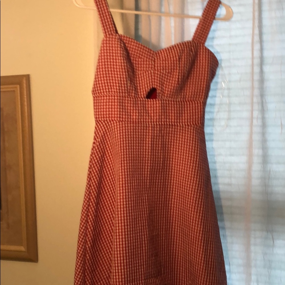 Like new red gingham dress with subtle cut out